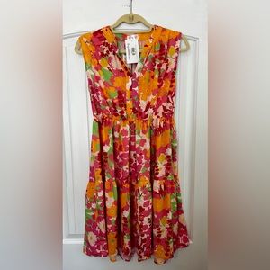 NWT Top It Off Floral V-Neck Sleeveless Mini Dress Size M (8-10)